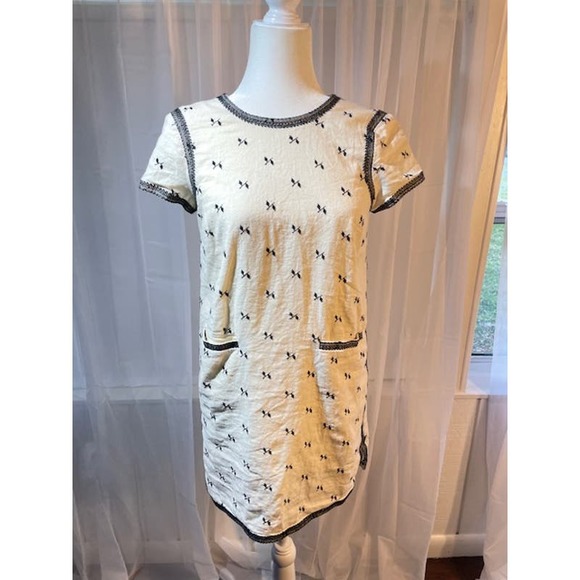 Madewell Size X-Small Linen Blend Short Sleeve Cream Dress‎ - Picture 1 of 5